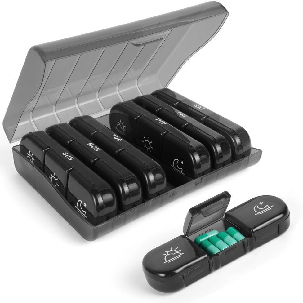 oxxihome 7 DAYS weekly pill organizer 3 times a day, portable travel pill box 7 day Pill Box-picture-36