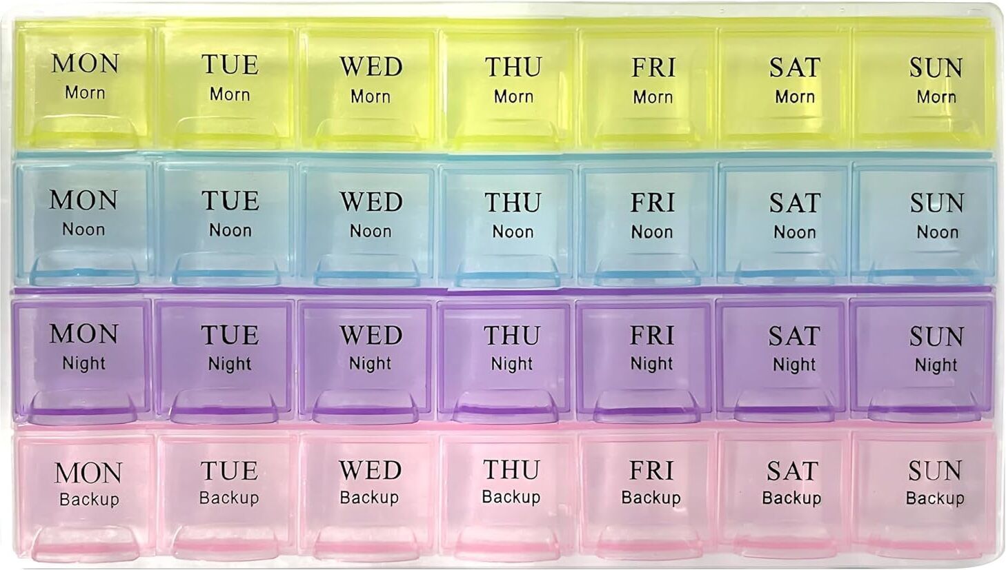 Pill Box Weekly 7 Days 4 Times Storage 28 Compartments Monday To Sunday Portable Travel Pill Box for Home with Compartments Pill Box-image-17