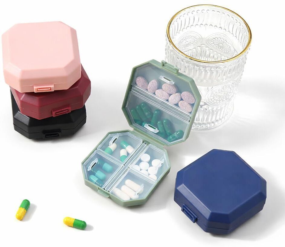 7-day Octagon Pill Organizer Box – Portable Multi-Compartment Medicine Storage Case Pill Box-image-46