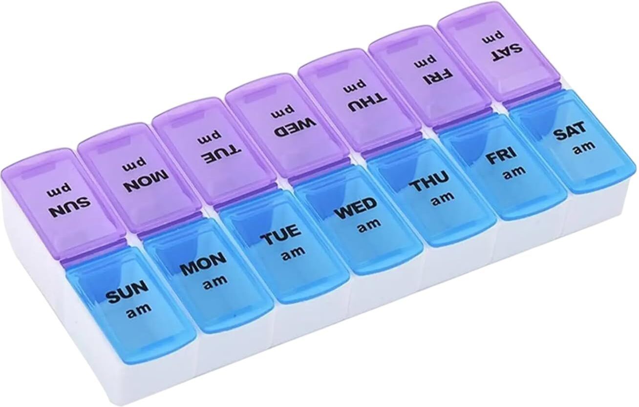 sai Weekly / 7 Days / 2 Times Daily Medication Planner Weekly Pill Organizer Box for Travel Medicine Vitamin Tablet Storage Case Pill Box-picture-21