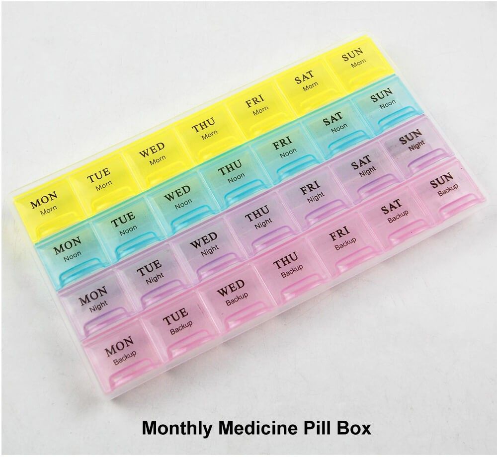 28 days 1 week Pill Medicine Tablet Case box Storage Pill Box