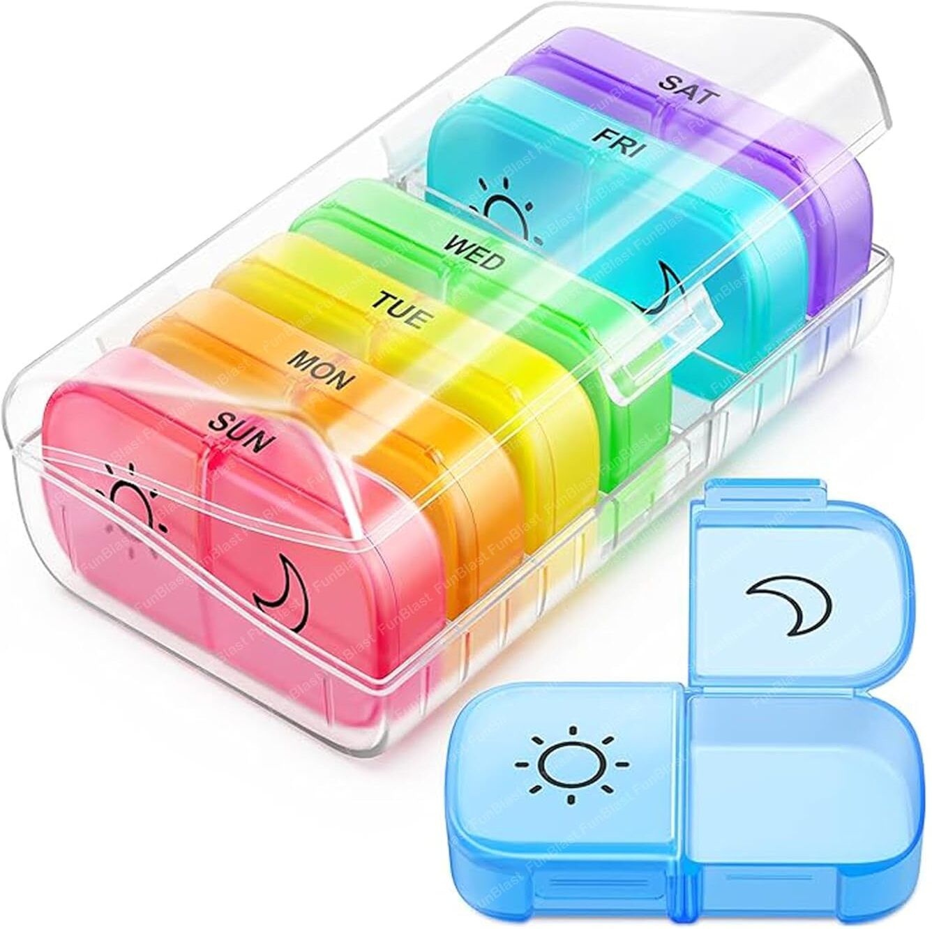 Pill Organizer Box - 2 Times A Day 7 Day Pill Box Holder, Portable Medicine Case with Separate Compartments, Tablet Container for Daily, Medicine Pill Box-image-11