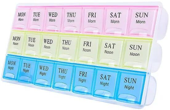 Pill Box Weekly 7 Days 3 Times Storage 21 Compartments Monday To Sunday Portable Travel Pill Box for Home with Compartments Pill Box-image-18