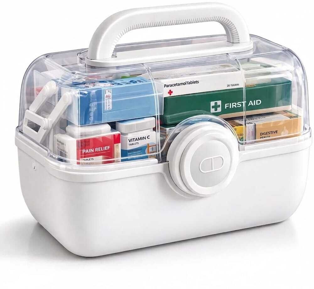 0 Day Multi Layer Medicine Storage Box Portable First Aid Organizer with Lock Lid Pill Box-image-49