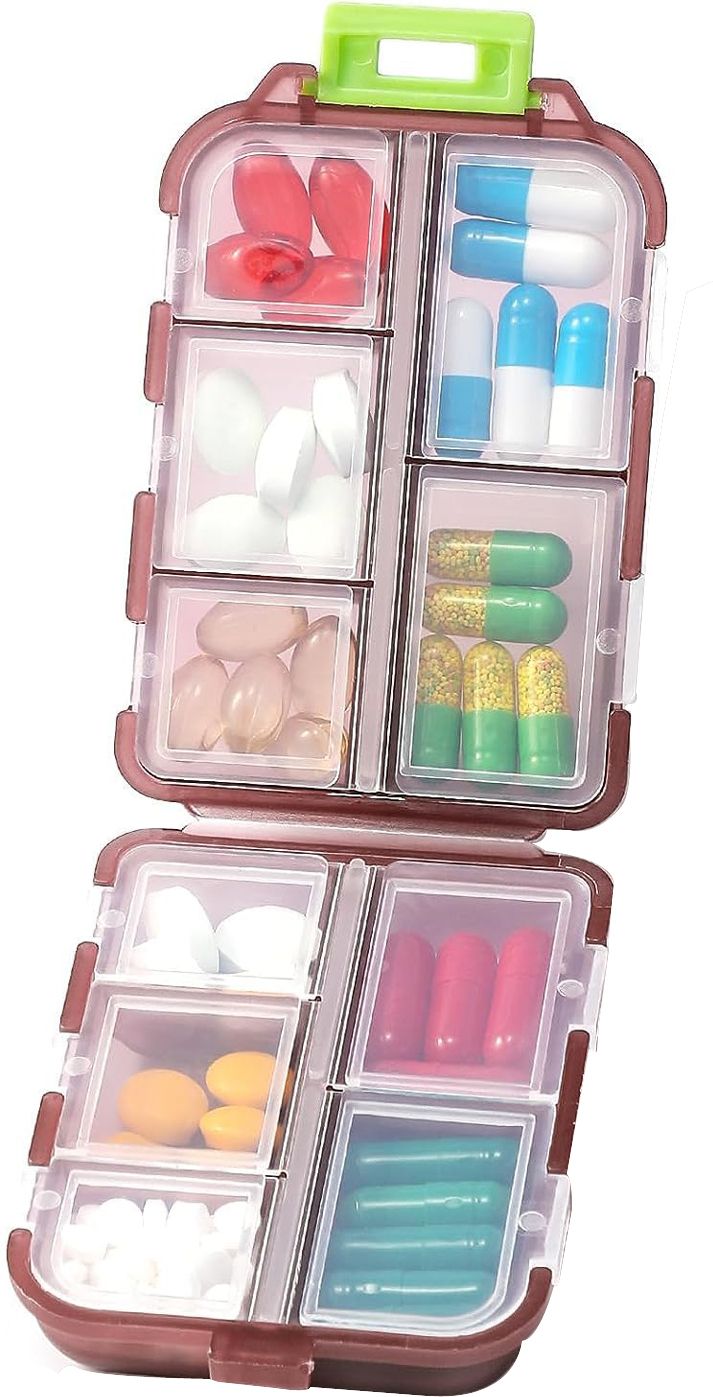 7 Days 10 Compartment Supplement Medication Holder Travel Pill Organizer-9.5x2.5x3 Cm Pill Box