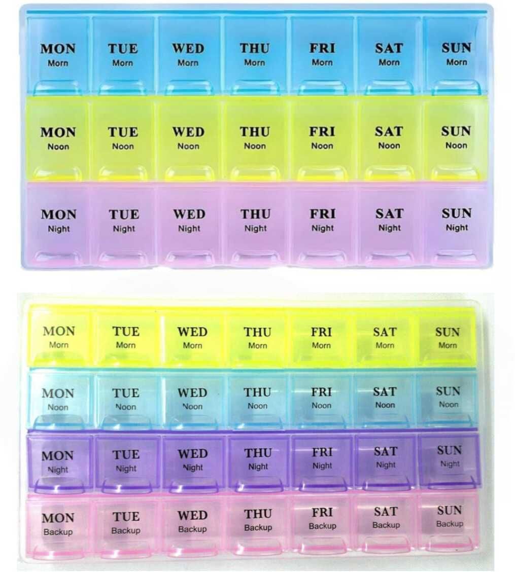 28 DAYS Medicine Pill Organizer Box 4 line (1) & 3 line (1) (1 pc) Pill Box-image-2