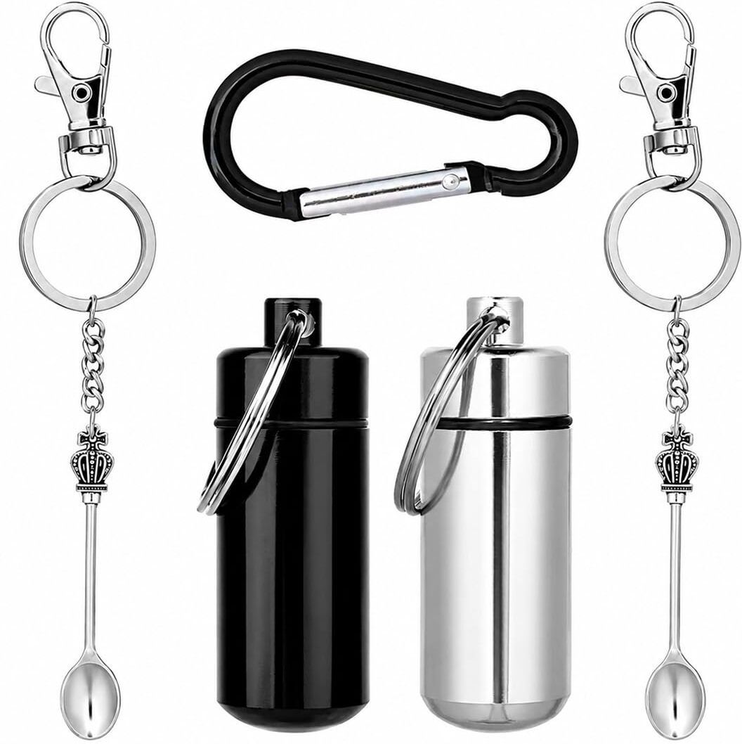 N/A Compact Aluminum Keychain Pill Holder Waterproof Travel Pill Storage Case Pill Box-image-5