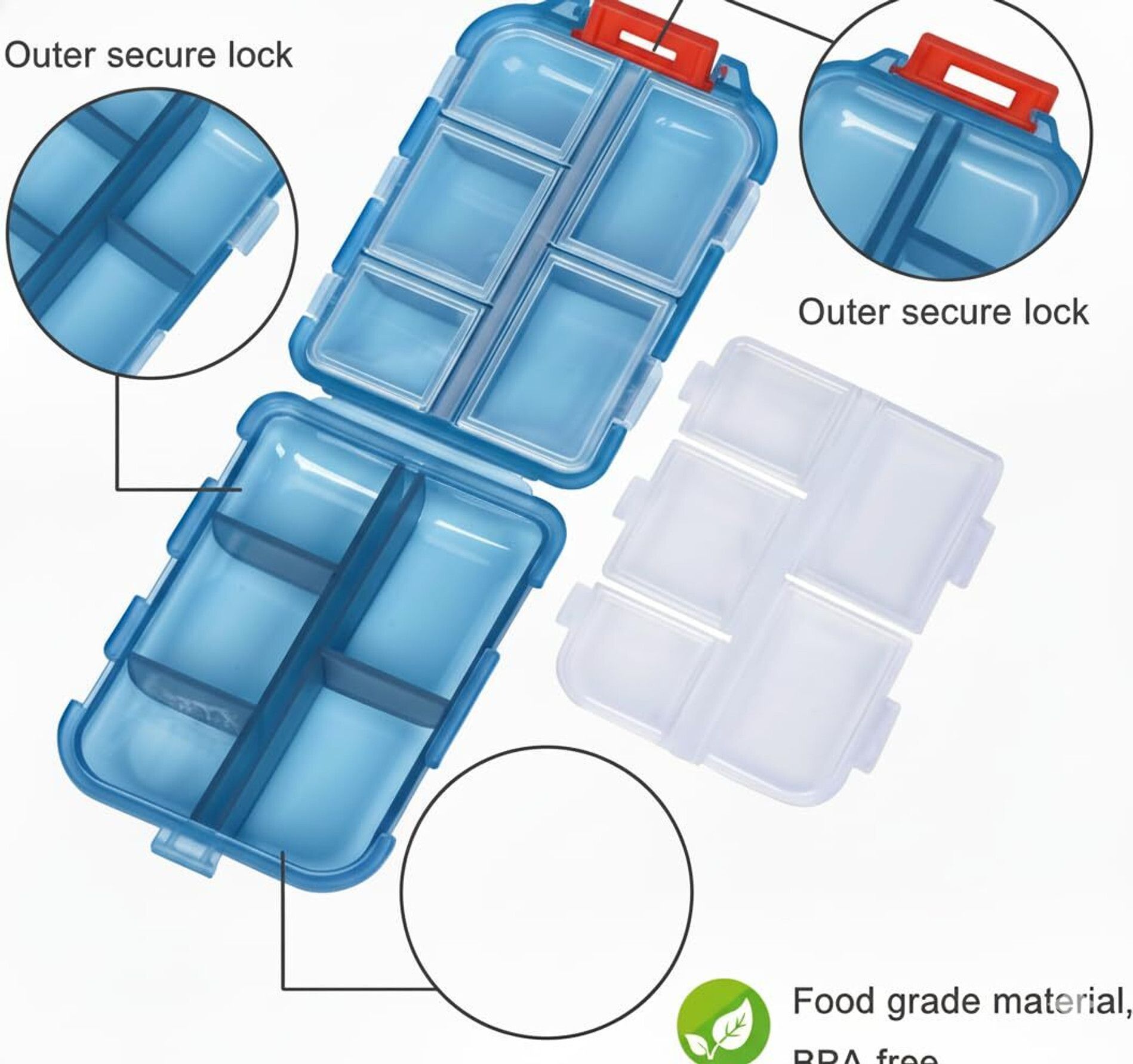 7 Days 30 DAYS FOLDING PILL BOX 8 COMPARTMENTS AIR TIGHT Pill Box Pill Box-image-21