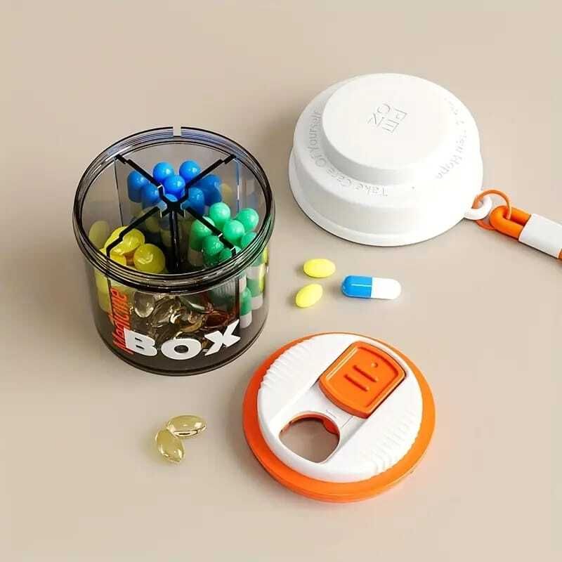 Daily 4-Slot Rotating Pill Box, Compact & Portable Medicine Organizer Pill Box-image-36