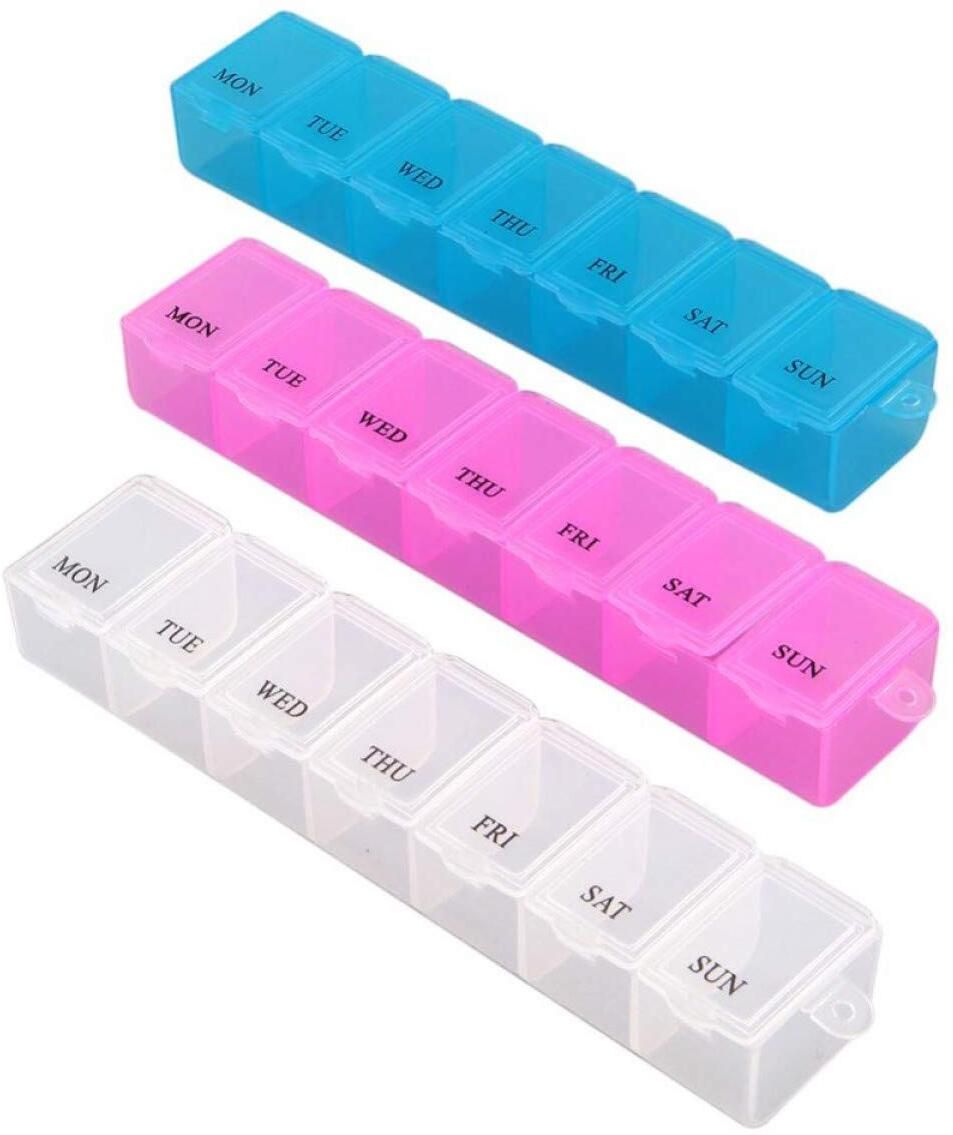 7 DAYS medicine dispenser organizer storage BPA Free Travel Pill Box Case-Multicolor Pill Box-image-33