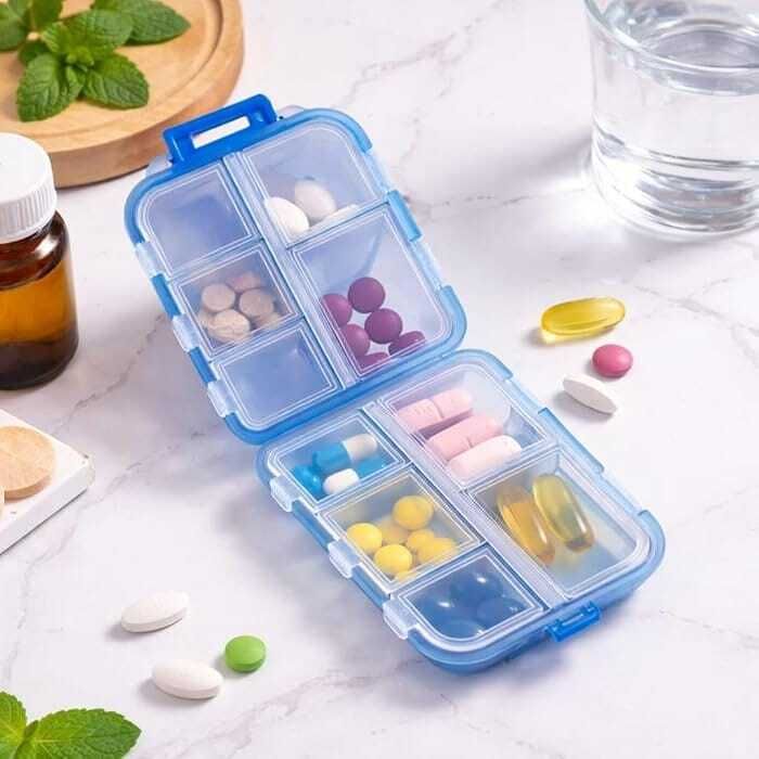 10 Compartments Homicubes Weekly Portable Pill Box & Medicine Organizer (Blue) Pill Box-picture-21