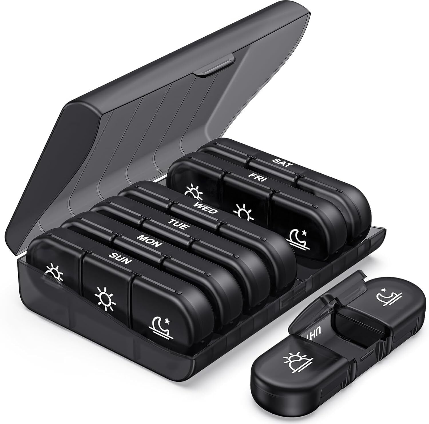 NA Pill Organizer 3 Times A Day Portable Travel Large Compartments Pill Box Pill Box-image-1