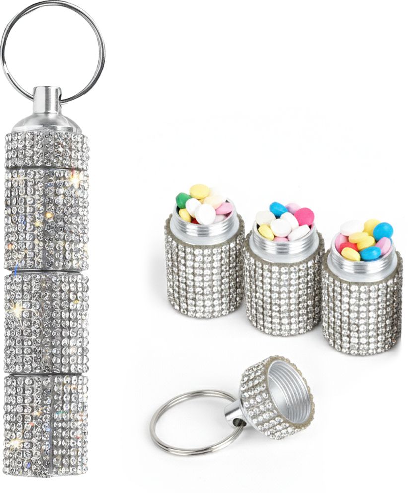 3-day Stylish Three Tier Pill Box Keychain Waterproof Aluminum Portable Organizer Pill Box-image-19
