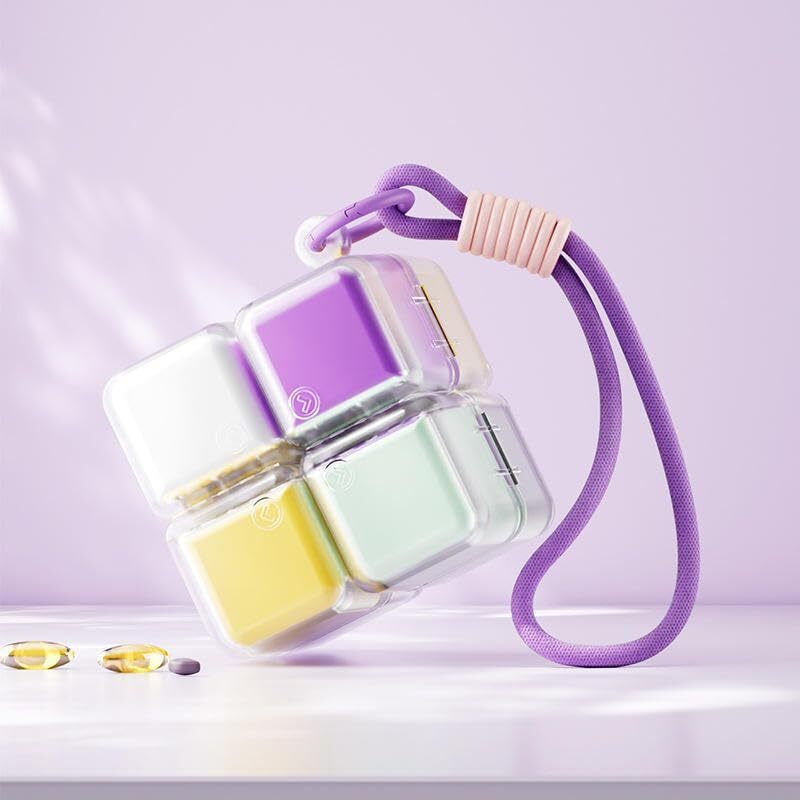 28 Days Portable Rotating Medicine Storage Box with Lanyard - BPA-Free Vitamin Case Pill Box-image-27