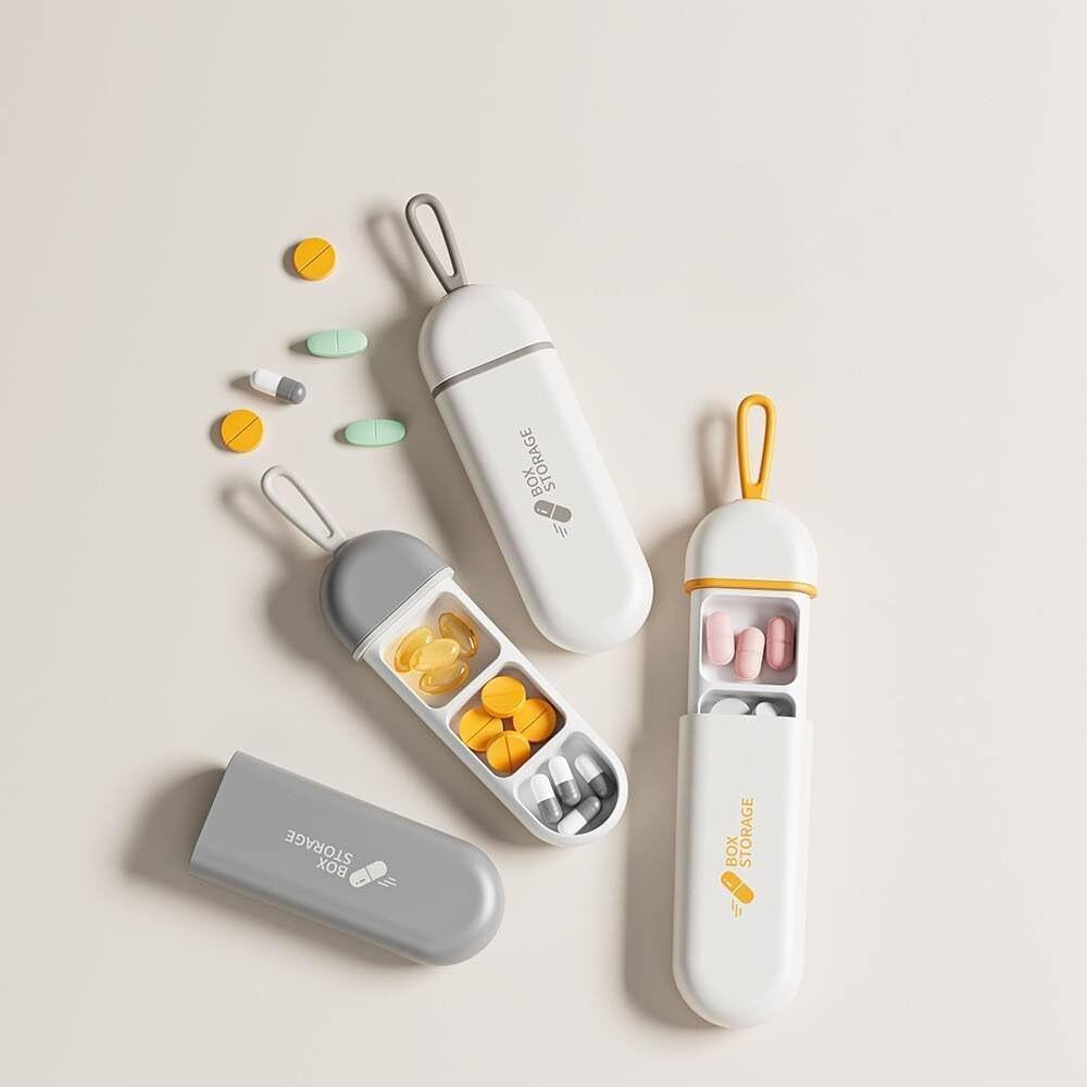 7-day 3 Compartments Portable Pill Box with Carrying Rope Pill Box-image-47