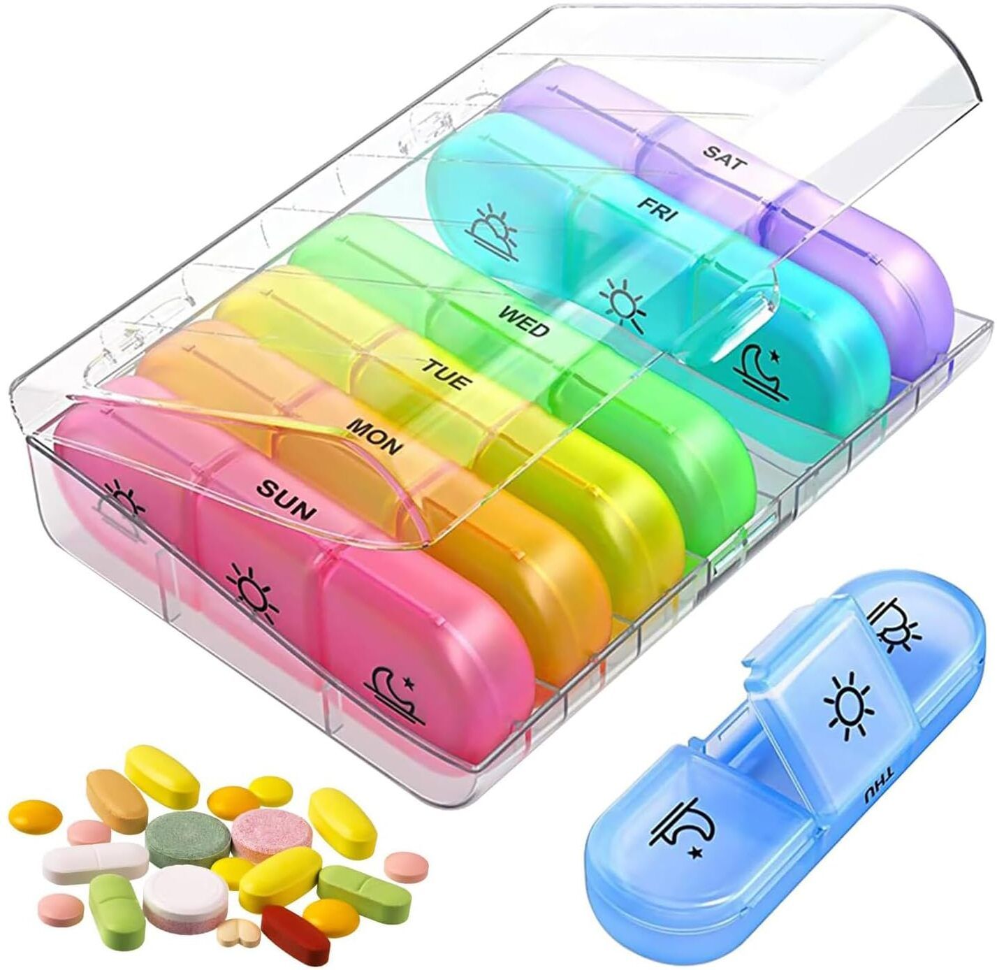 7 days Weekly pill organizer 3 times a day travel pill box 7 day pill case Pill Box