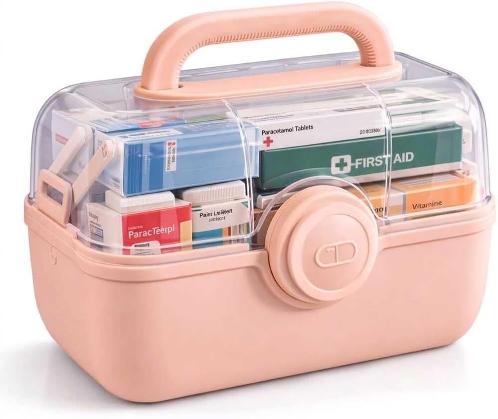 0 Day Multi Layer Medicine Storage Box Portable First Aid Organizer with Lock Lid Pill Box-image-47