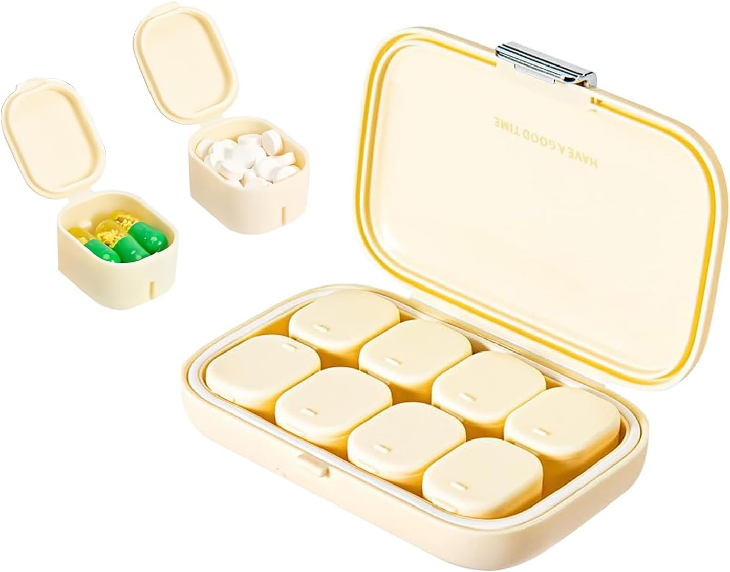 1 Small Pill Box, Medicine Box, 8 Compartments, Portable Travel Pill Organiser Pill Box-image-24