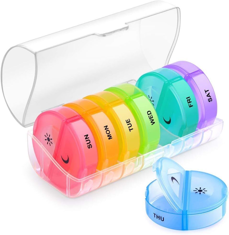 homfel Portable Medicine Organizer Box Tablets Container Case Travel Pill Box For 07 days | Clear Multicolor | 01 Pcs Pill Box-picture-13