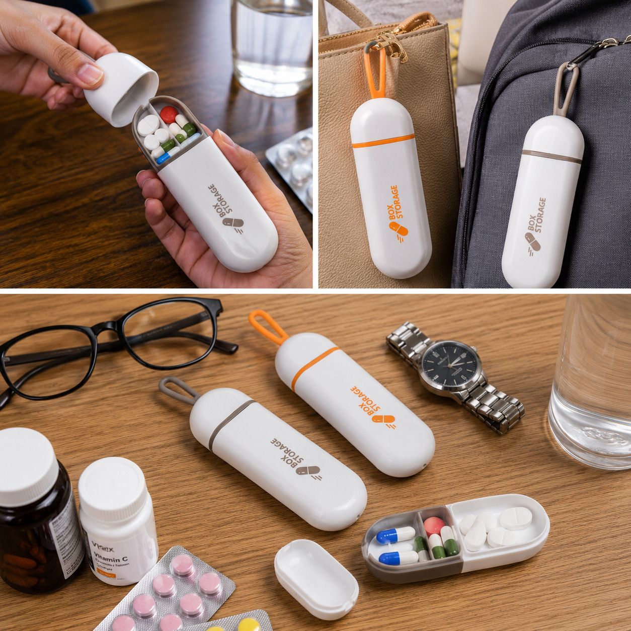 shree ganesh dropshipping 2 Portable Pill Storage Case | Travel Medicine Organizer with Keychain Loop Pill Box-picture-29
