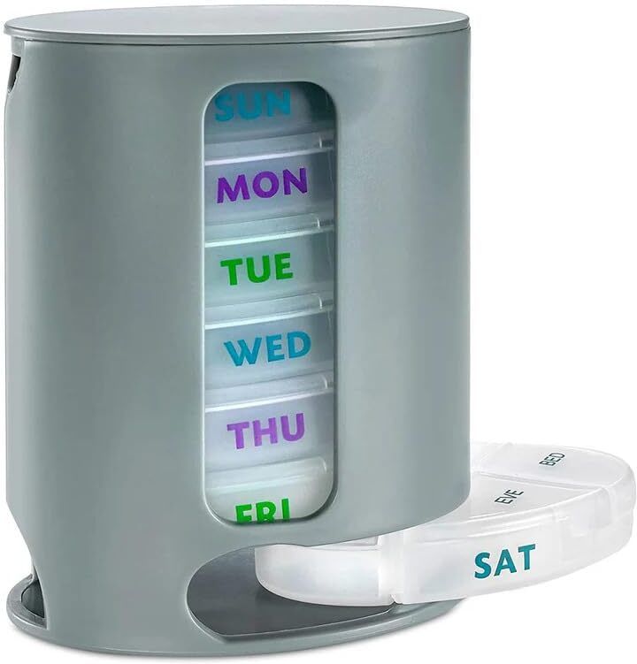 Weekly (7 Days) Weekly Pill Organizer with 7 Stackable Compartments Pill Box-image-3