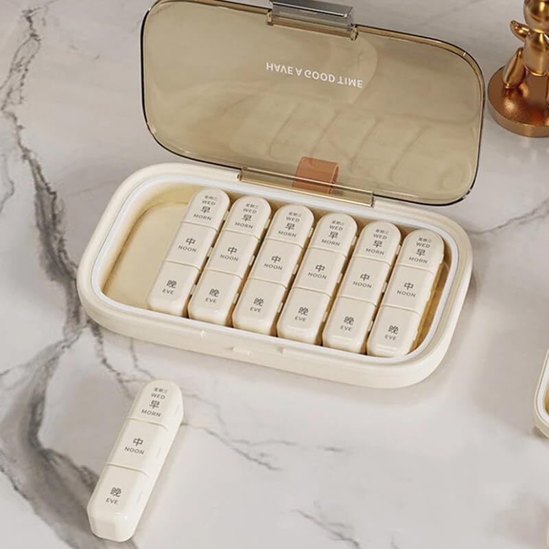 7 day 7 day pill organizer with separate compartments for tablets and vitamins. Pill Box-image-29