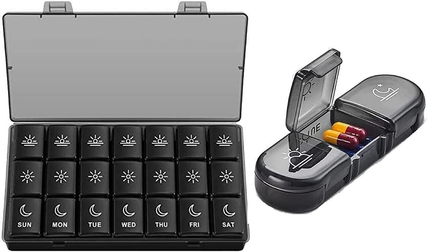 7- DAY medicines organizer box Weekly Pill 3 Times a Day 7 Day Case Compartments Travel Pill Box-image-36