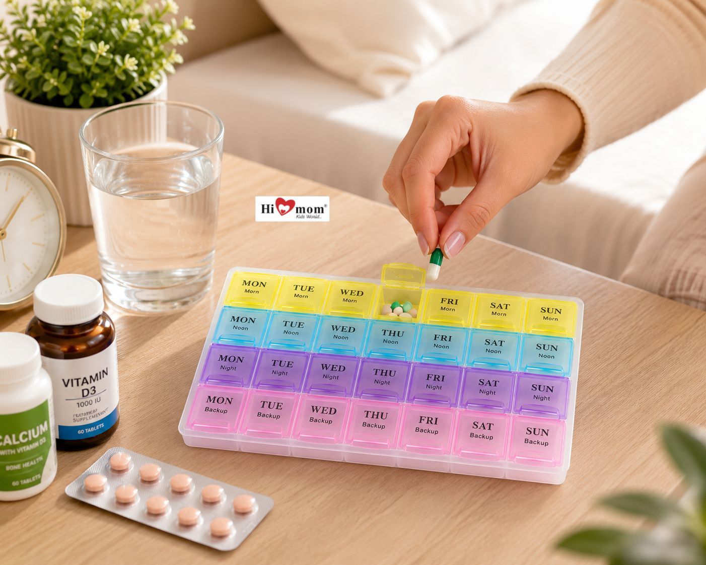 hi mom kids world Yes Weekly 28 Compartment Pill Organizer Medicine Storage Box for 7 Days Pill Box-picture-41