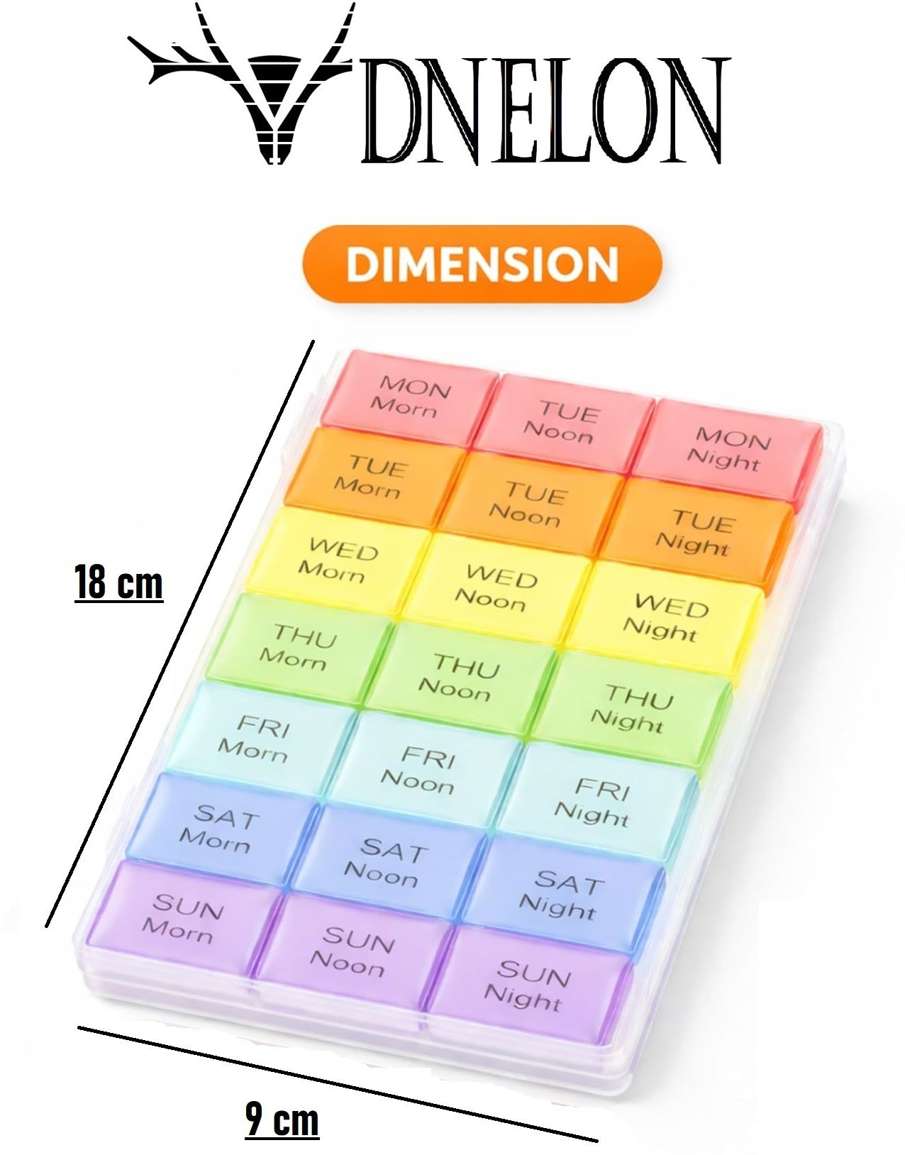 dnelon Weekly Pill Organizer (7 Day, 3 Times, 21 Slots) Moisture-Proof, BPA-Free Tablet & Vitamin Storage Case Pill Box-picture-10