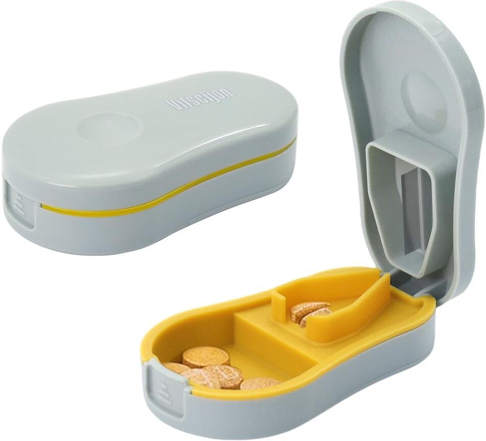 maycreate Travel Friendly Pill Tablet Splitter Washable Box for School Work Camping Trips Travel Friendly Pill Splitter Box for School and Travel Manual Pill Cutter-picture-16