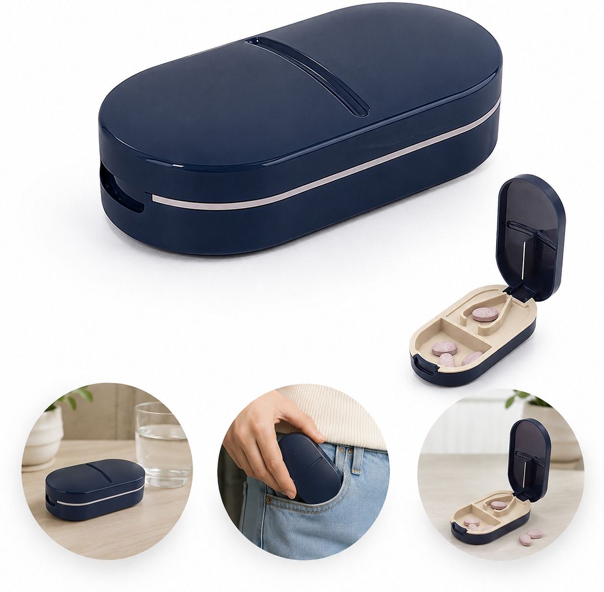 pranzo Portable Pill Cutter with Storage Compartment 2 in 1 Pill Cutter & Storage Box with Stainless Steel Blade Medicine Organizer Manual Pill Cutter & Storage Box-picture-19