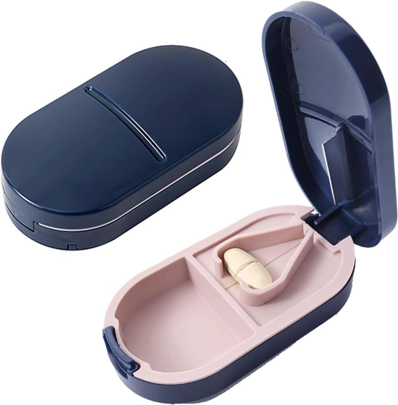 gluit 1 PCS Portable Pill Box Tablets Cutter, Medicine Organizer Box with Pill Cutter 1 pcs Portable Pill Box Tablets Cutte 1 PCS Portable Pill Box Tablets Cutter, Medicine Organizer Box with Pill Cutter Manual Cutter , Storage , Grinder Grinder-picture-2