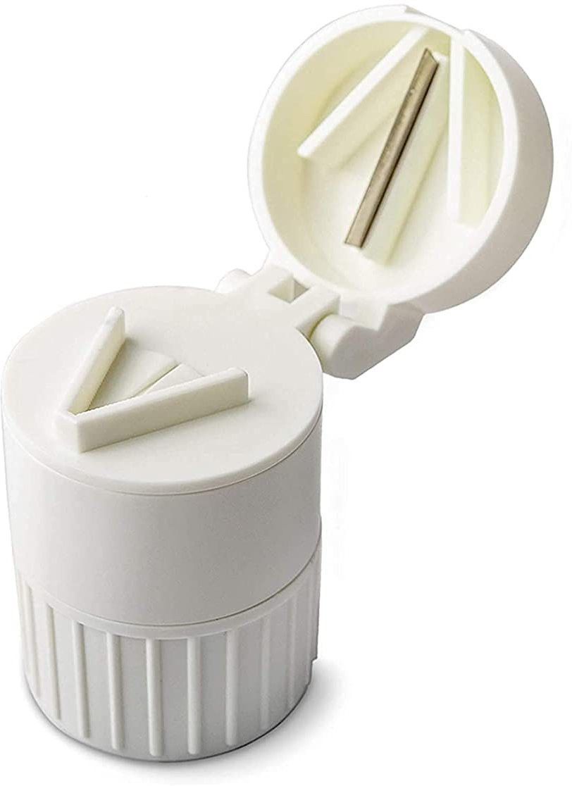 Medicine Pill Case Tablet Cutter Splitter Divide Safe Storage Compartment Box MANUAL Pill