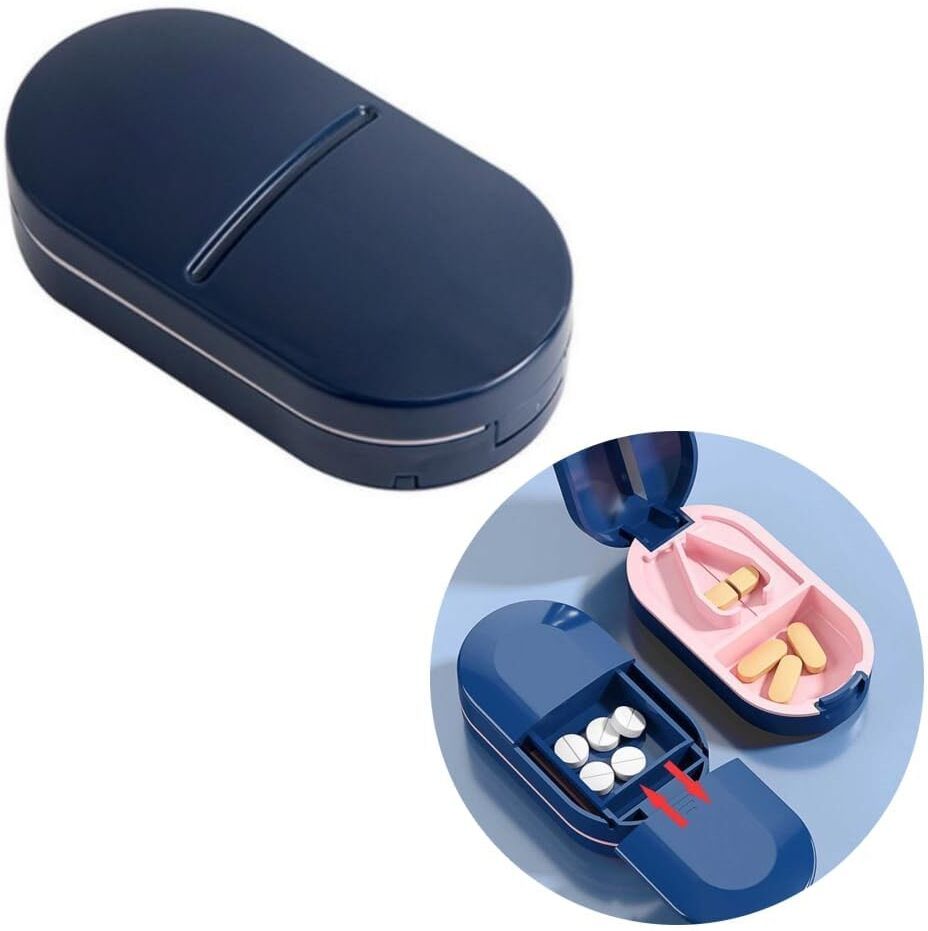 2 in 1 Compact Tablet Cutter & Daily Dose Reminder Pocket Travel Pill Dispenser The pill cutter for tablets of any size can help you to easily cut the pill Manual Cutter , Storage , Grinder Grinder-image-13