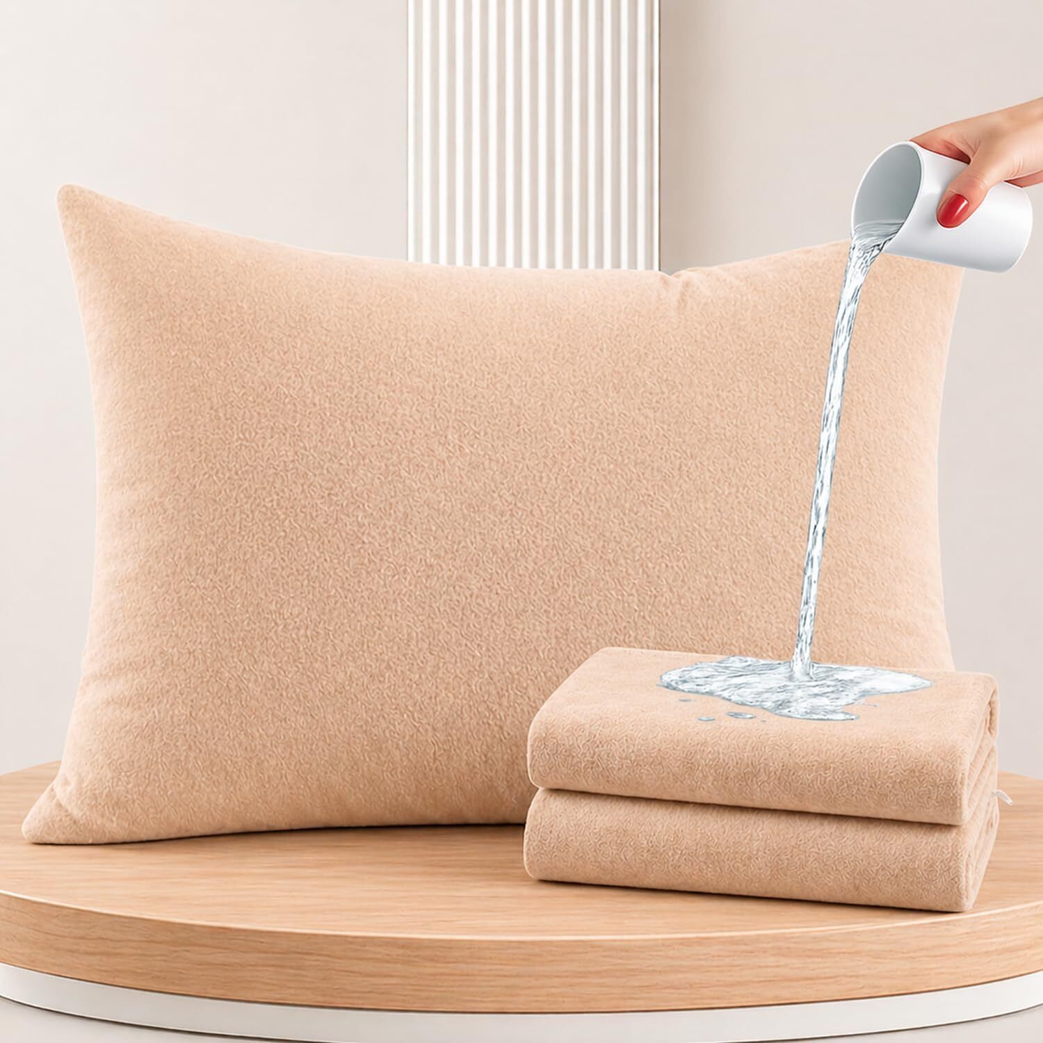 taction Plain Plain Filled Zipper Standard Size Pillow Protector-picture-23