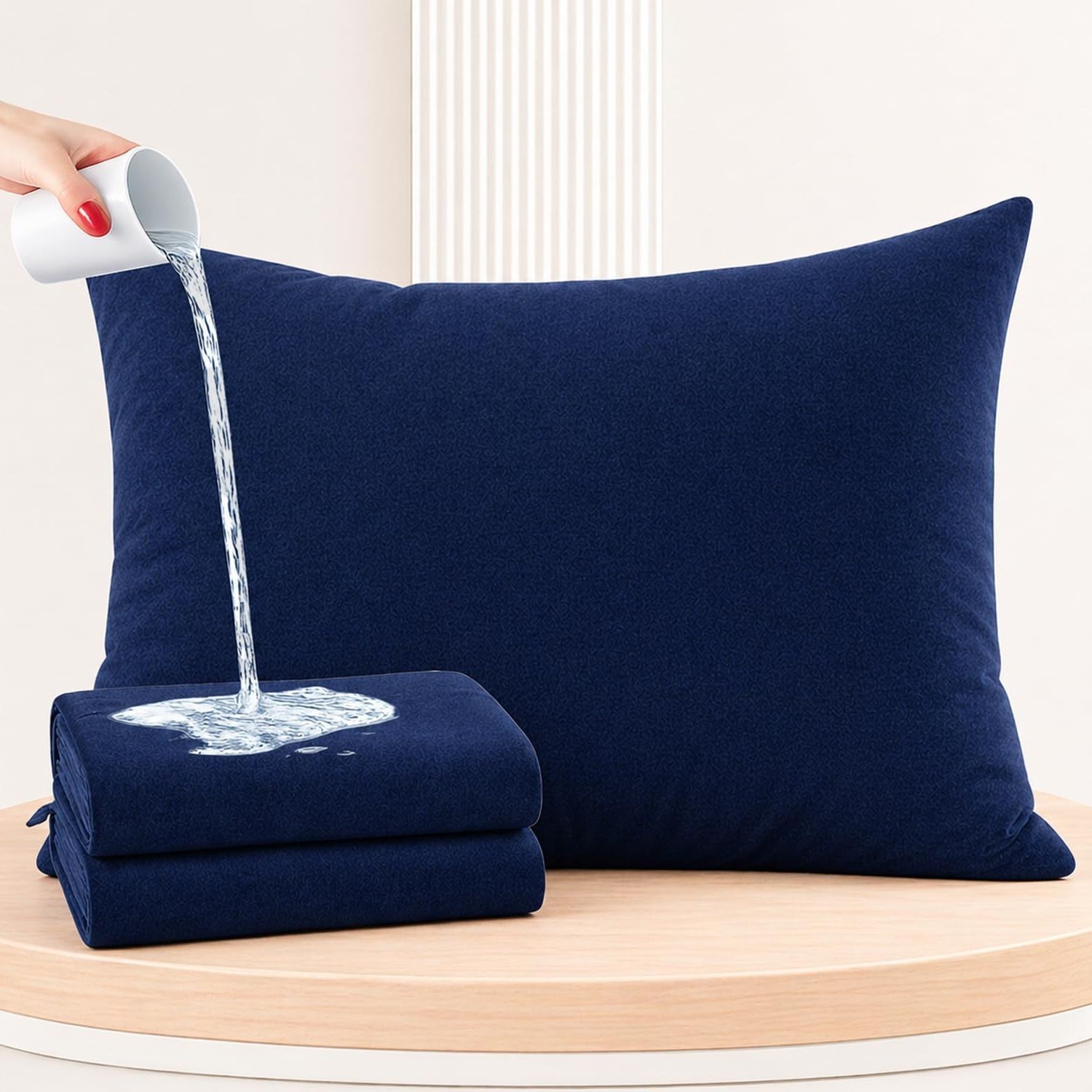 dhanvins Plain Plain Filled Zipper Standard Size Pillow Protector-picture-35