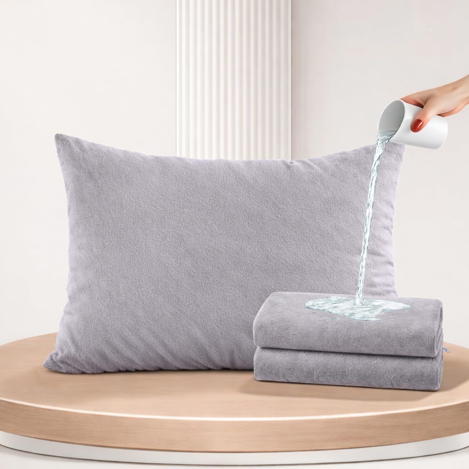dhanvins Plain Plain Filled Zipper Standard Size Pillow Protector-picture-41