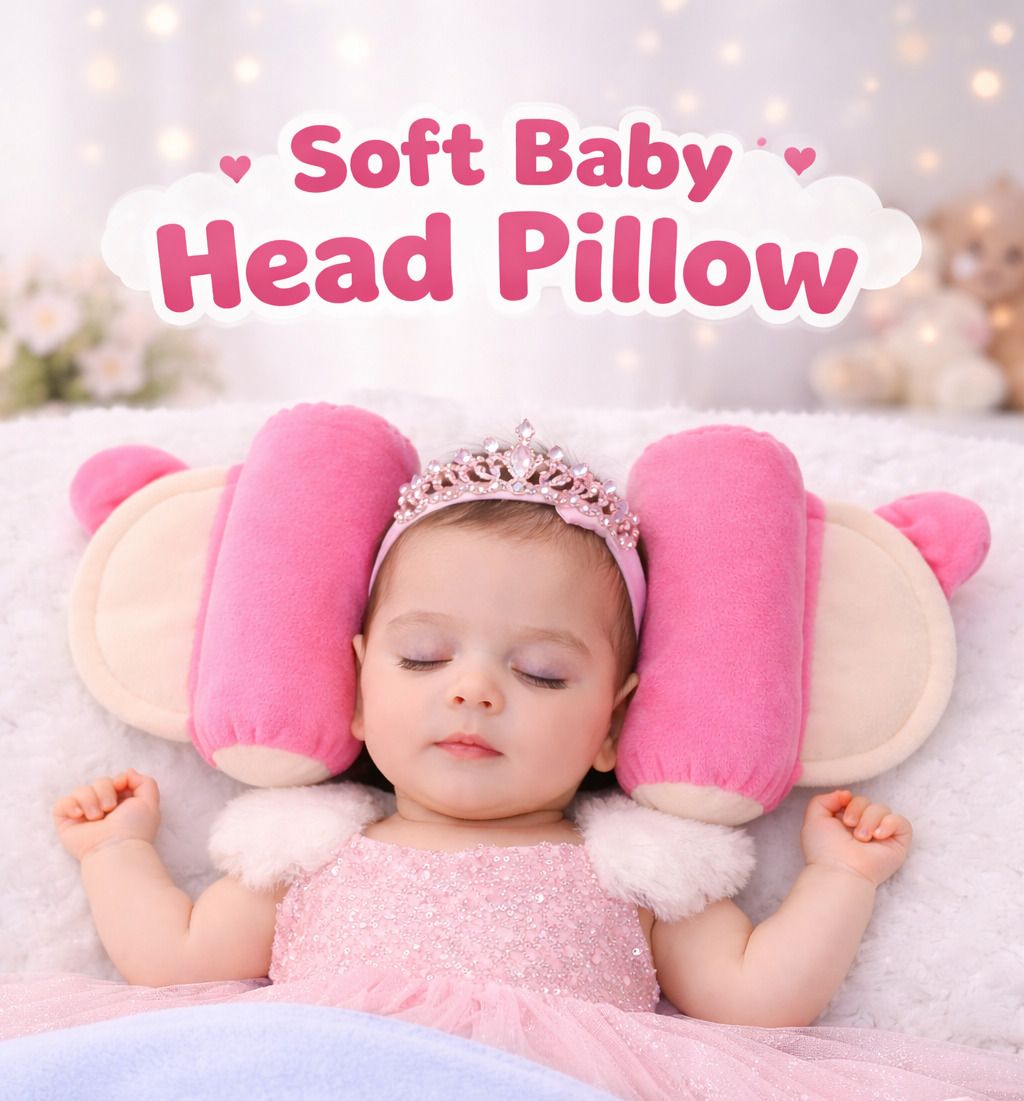 Microfibre Baby Pillow Pack of 1 Solid baby head shape pillow-image-0