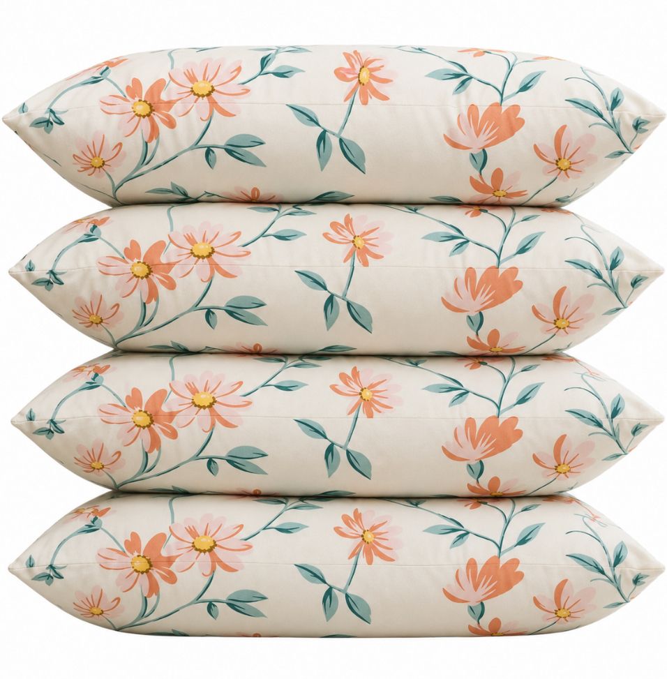 Polyester Fibre Sleeping Pillow Pack of 4 Floral Luxury-image-4
