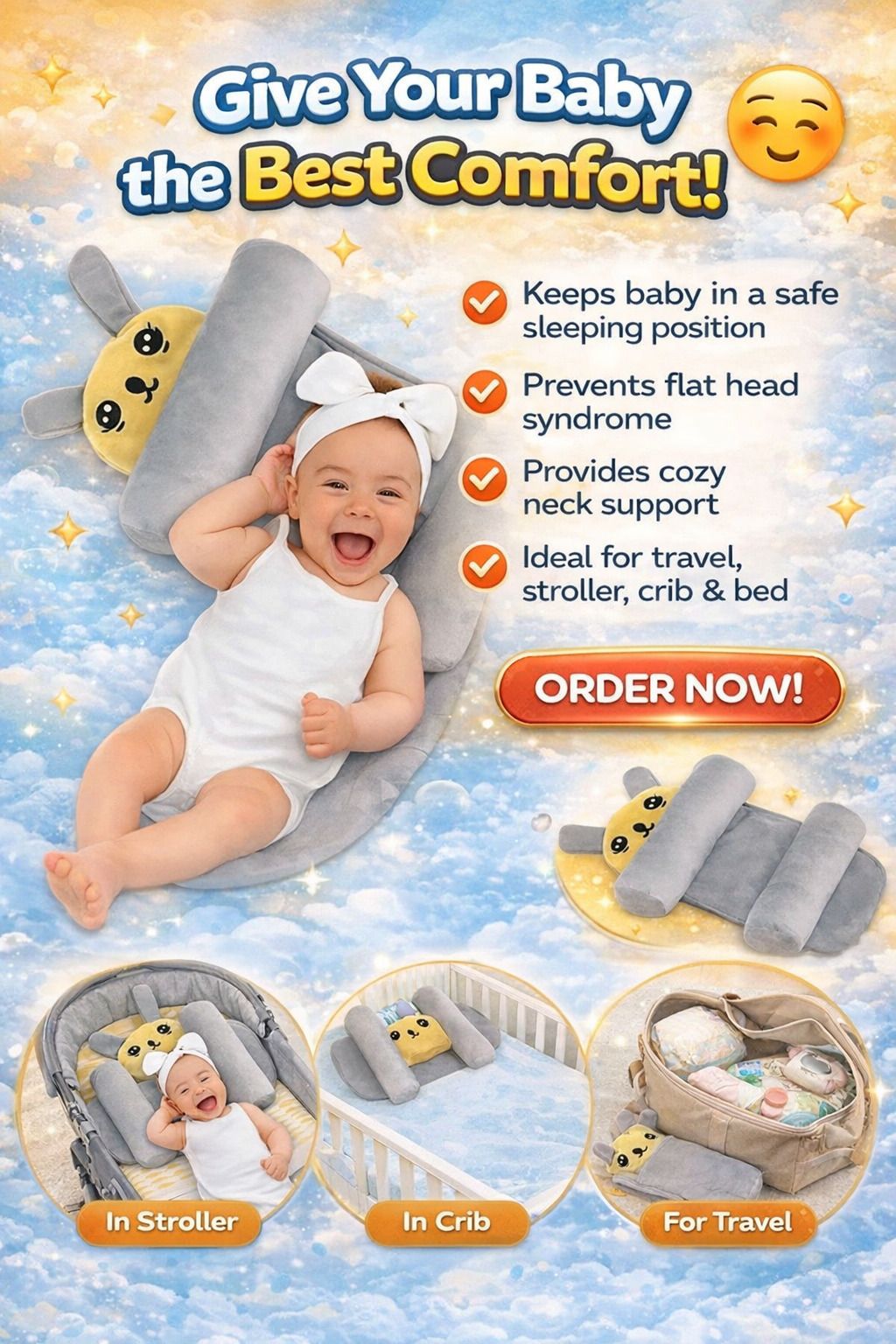 Cotton Baby Pillow Pack of 1 Solid 243432