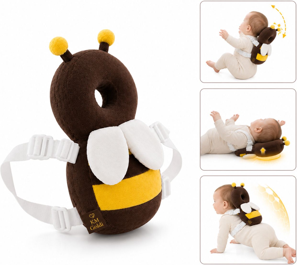 Cotton, Polyester Fibre Baby Pillow Pack of 1 Animals Head Protector for Baby Backpack Anti Fall Safety Cushion-image-18