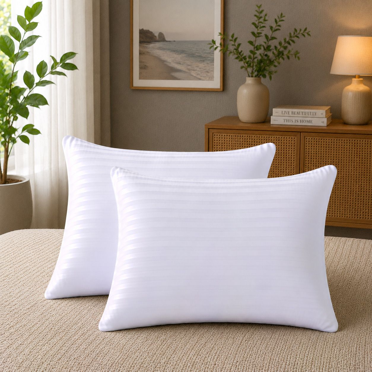 Microfibre Sleeping Pillow Pack of 2 Floral Luxury-image-23
