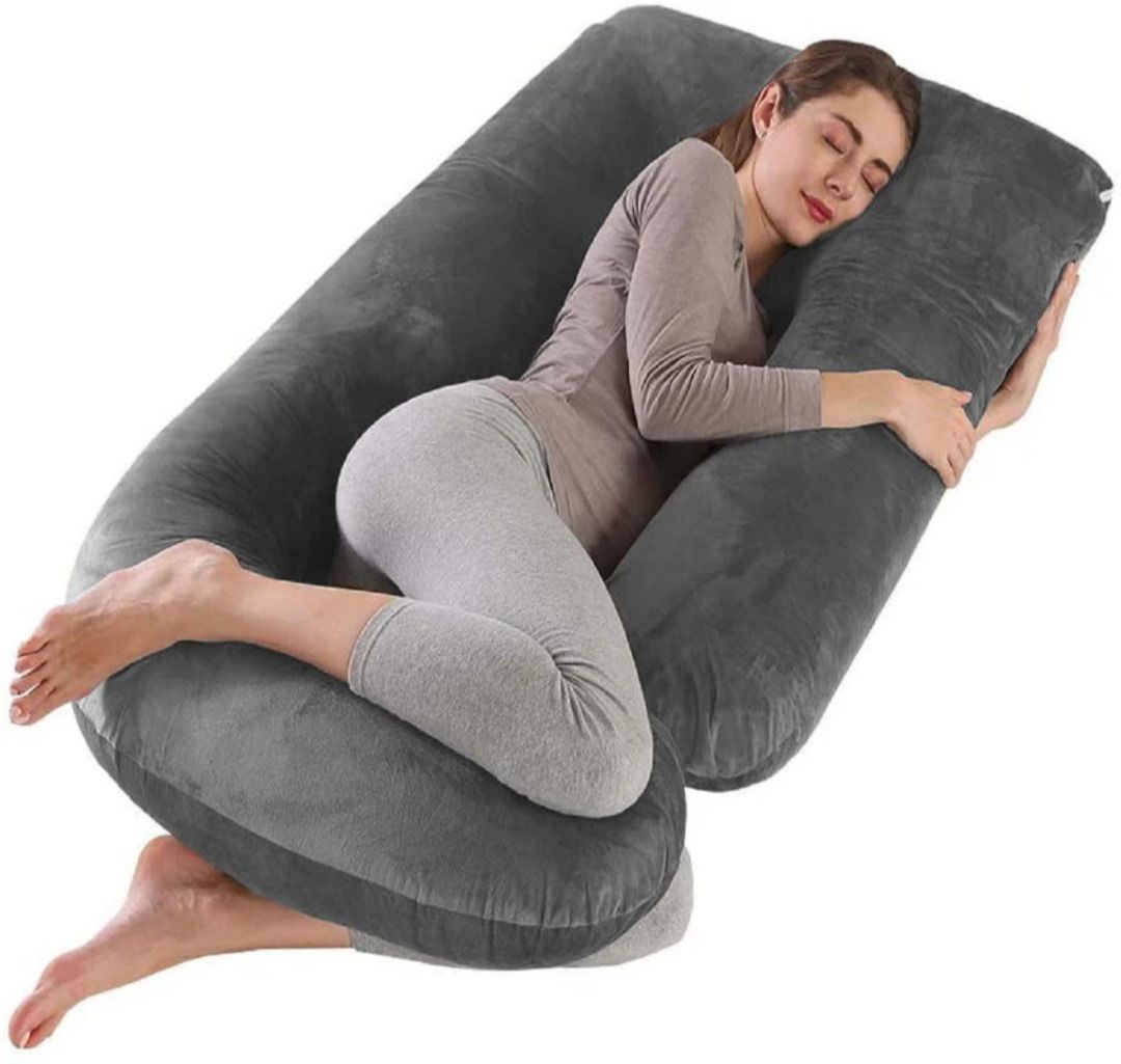 Ultra soft j shaped pillow Polyester Fibre Solid Pregnancy Pillow Pack of 1-image-28