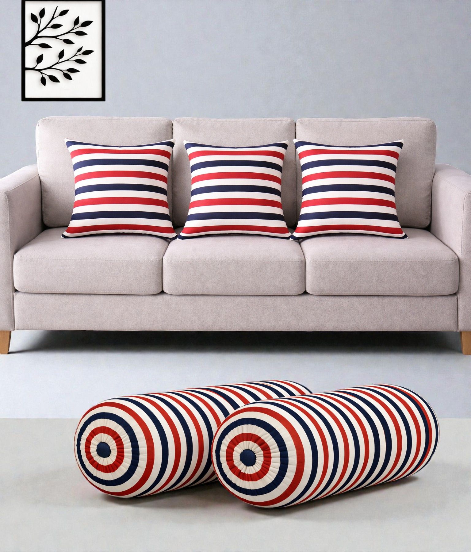 gkm Microfibre Bolster Pack of 5 Floral Combo Set Of 3 Cushion And 2 Bolster-picture-27