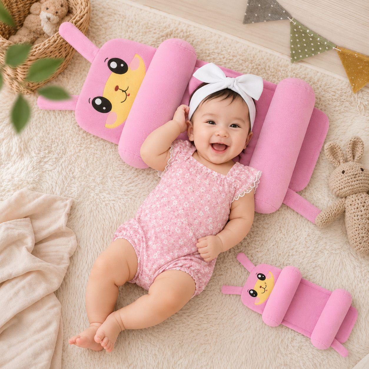 mom & son Polyester Fibre Baby Pillow Pack of 1 Solid-picture-22