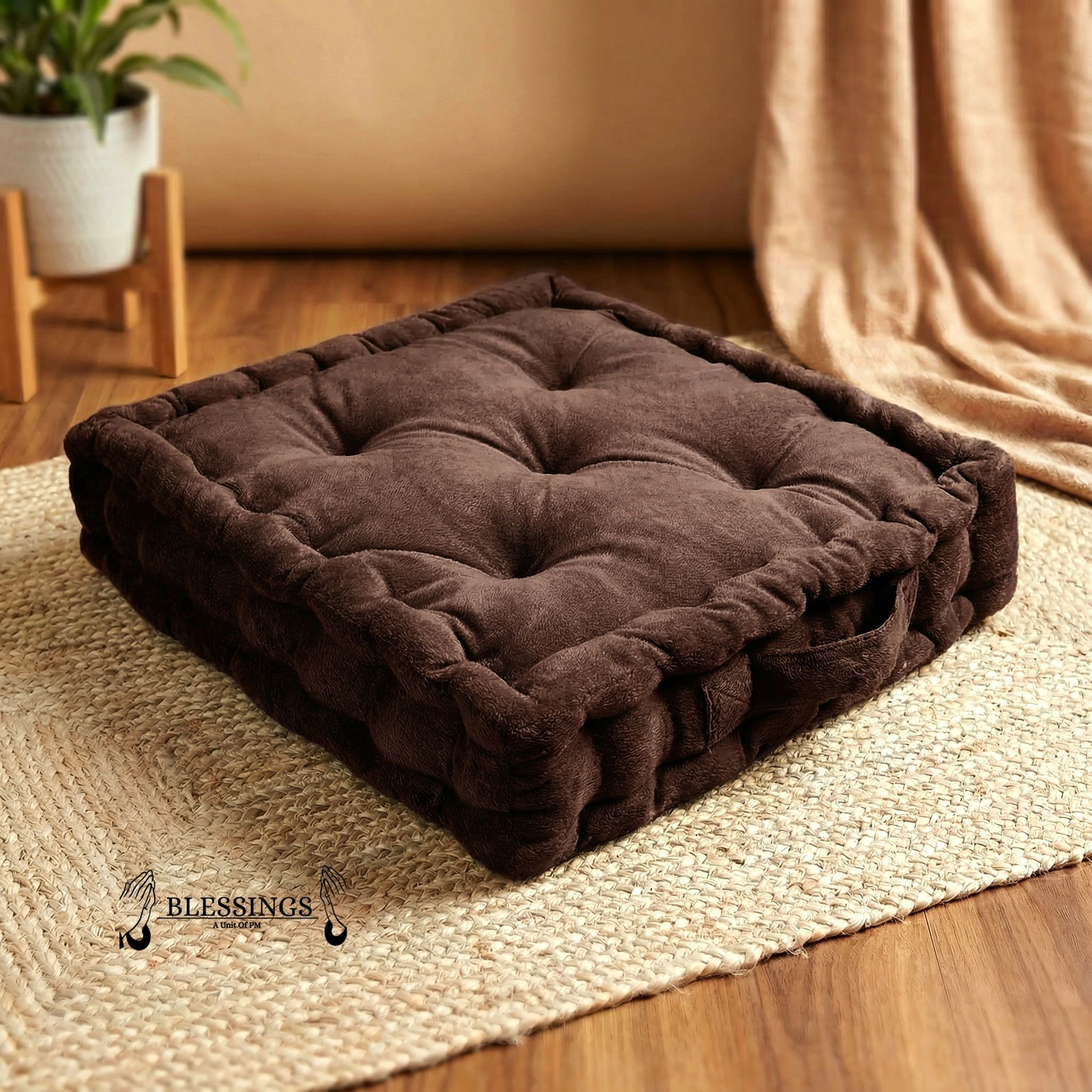 Microfibre Floor Cushion Pack of 1 Solid Tufed Floor Cushion-image-47