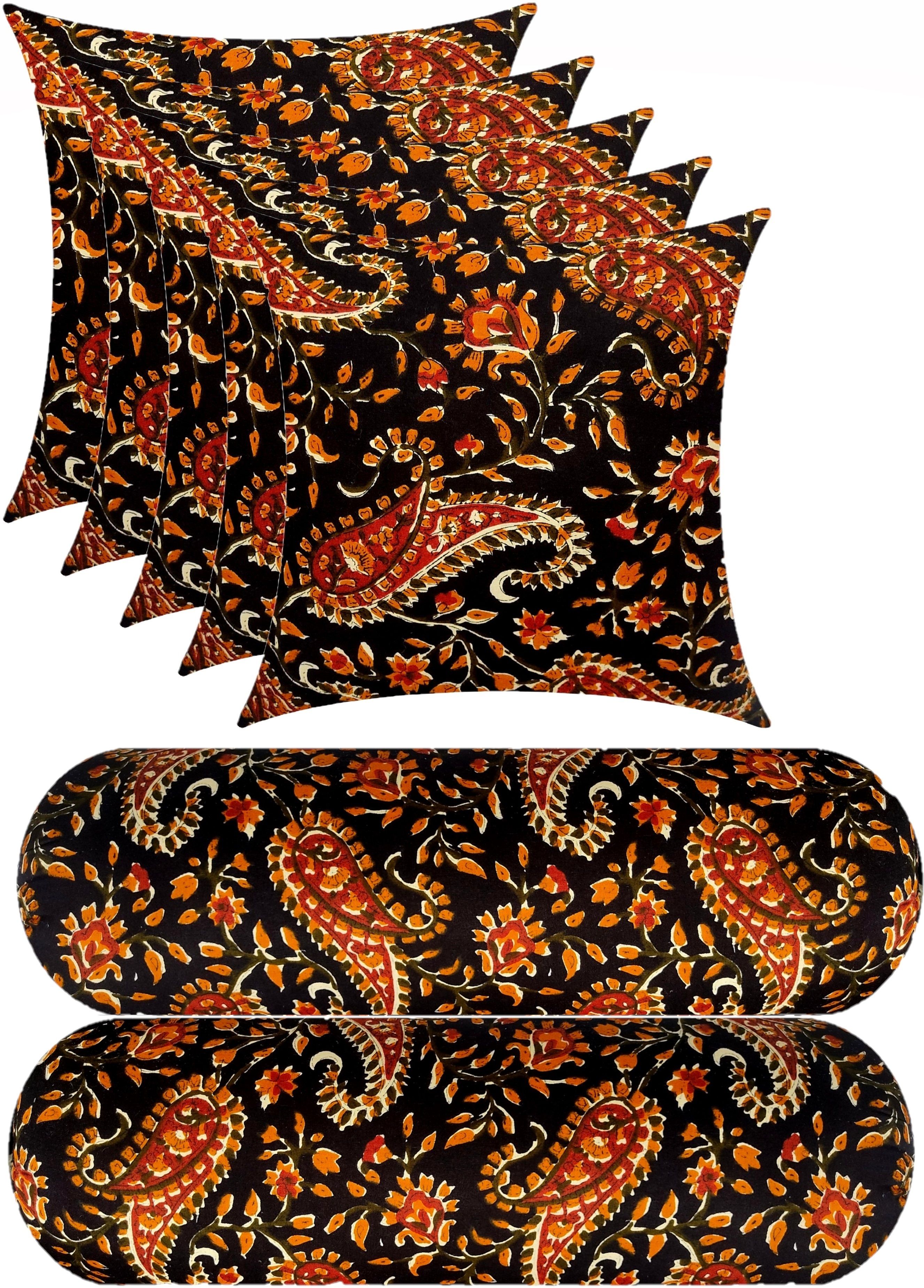 changers Microfibre Bolster Pack of 7 Floral Combo Set Of 5 Cushion And 2-picture-1
