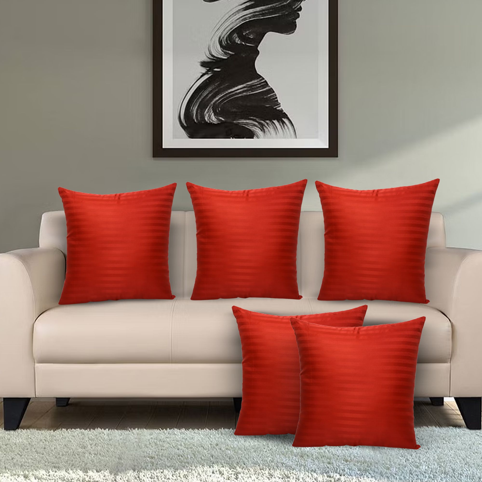 Polyester Fibre Cushion Pack of 5 Stripes Superb Quality-image-16