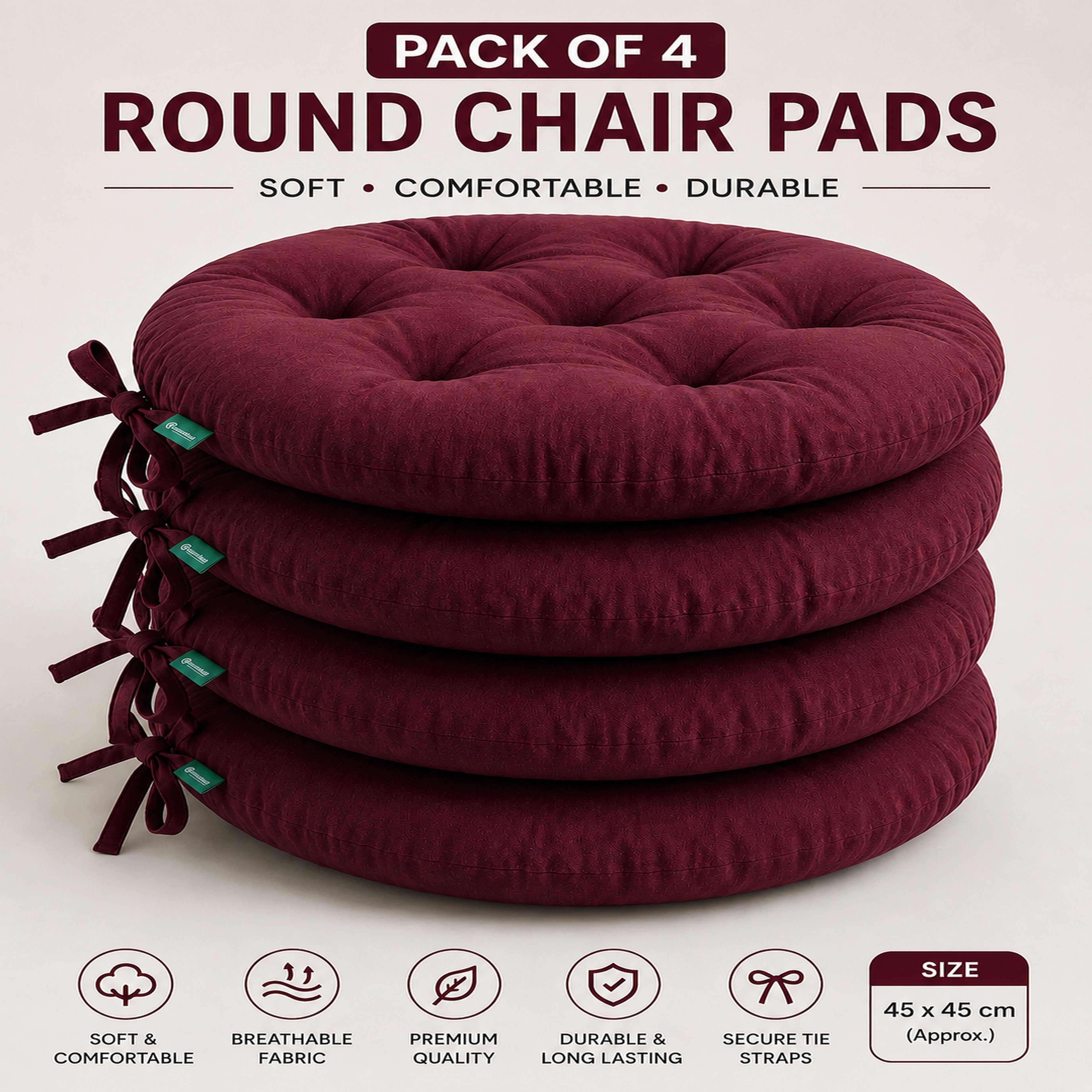 bhebha Microfibre Chair Pad Pack of 4 Solid-picture-21