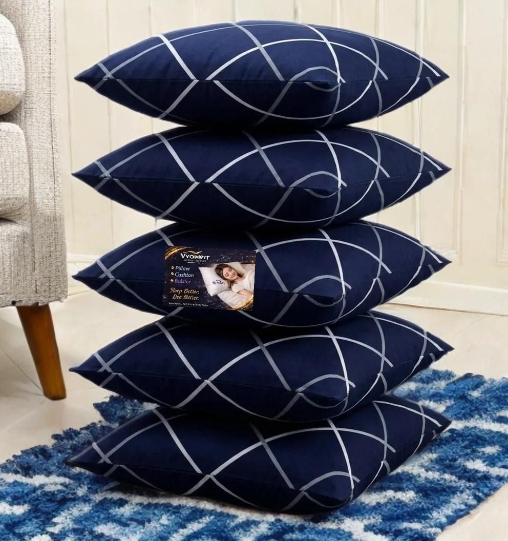 Microfibre Cushion Pack of 5 Abstract Premium Cushion Set | (16x16 inch)-image-1